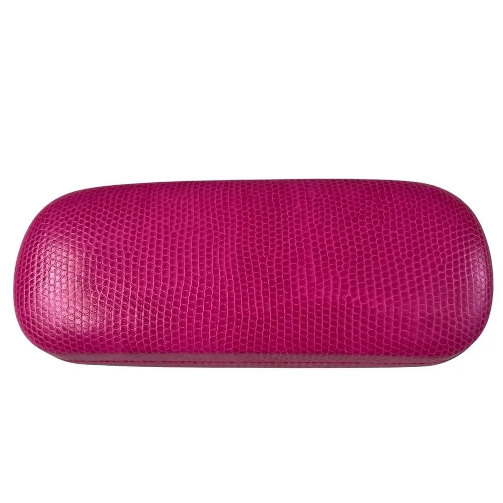 Lilly Pulitzer Eyeglass Glasses Case Pink Faux Snakeskin Clam Shell Gold Logo